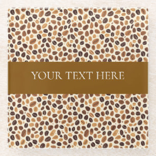 Warm Coffee Bean Roast Tones Seamless Pattern Glass Coaster