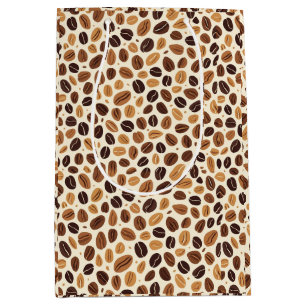 Warm Coffee Bean Roast Tones Seamless Pattern Medium Gift Bag
