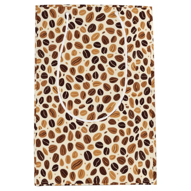 Warm Coffee Bean Roast Tones Seamless Pattern Medium Gift Bag (Front)