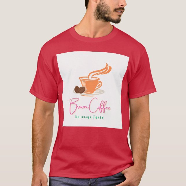 Warm Coffee Cup with Beans Illustration retro T-Shirt (Front)