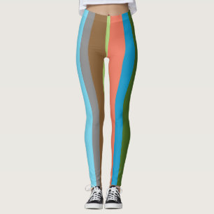Warm color tones striped leggings