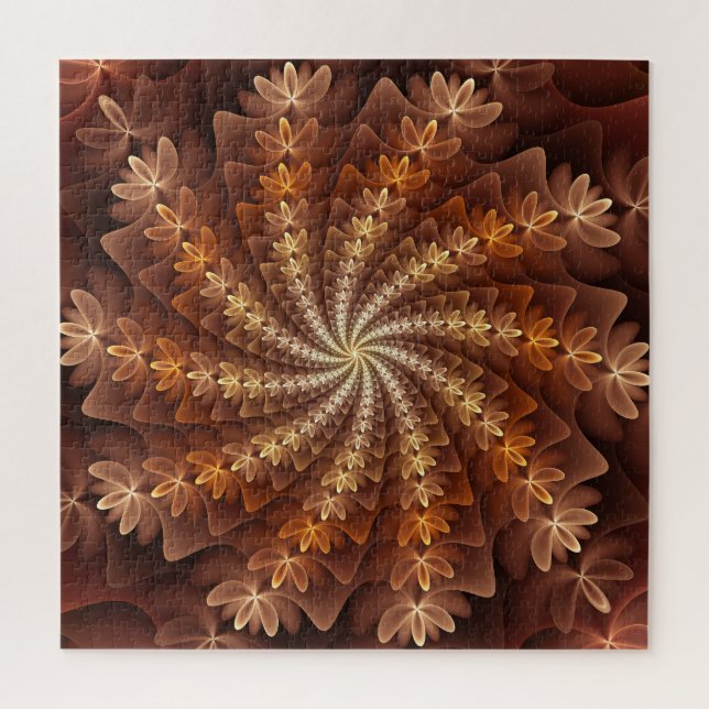 Warm Colors, Modern Abstract Fractal Art Pattern Jigsaw Puzzle (Vertical)