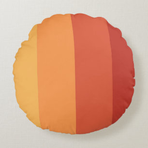 Warm colors - retro shades stripes round cushion