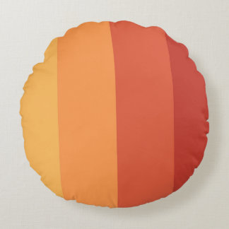 Warm colors - retro shades stripes  round cushion