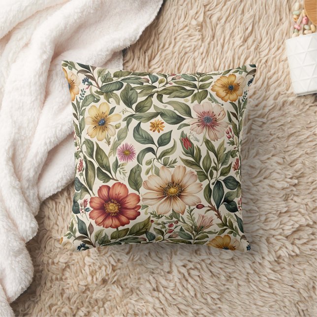 Warm Colour Roses Botanical Cushion (Blanket)