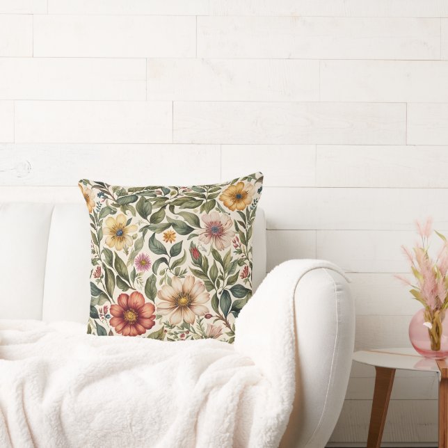 Warm Colour Roses Botanical Cushion (Couch)