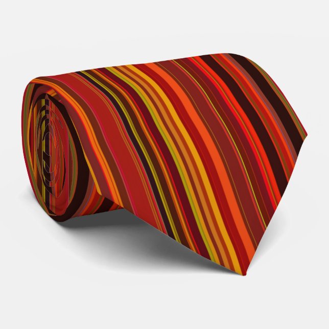Warm Colour - Trendy Style - Stripe Pattern Tie (Rolled)