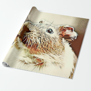 warm coloured animal guinea pig wrapping paper