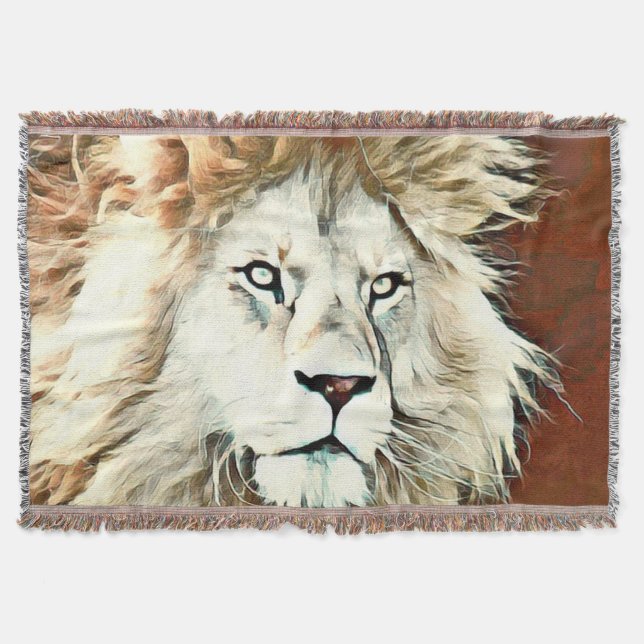 warm coloured animal lion throw blanket (Front)