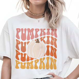 Warm Coloured Fall Retro Pumpkin Text T-Shirt Tri-Blend Shirt