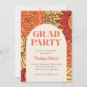 Warm Coloured Large Floral Arch Invitation