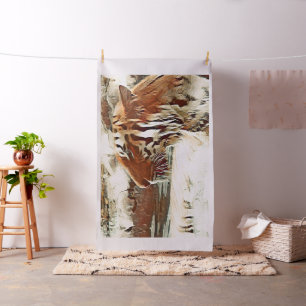 warm coloured swimming tiger fabric