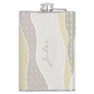 Warm Coloured Waves Add Name Hip Flask