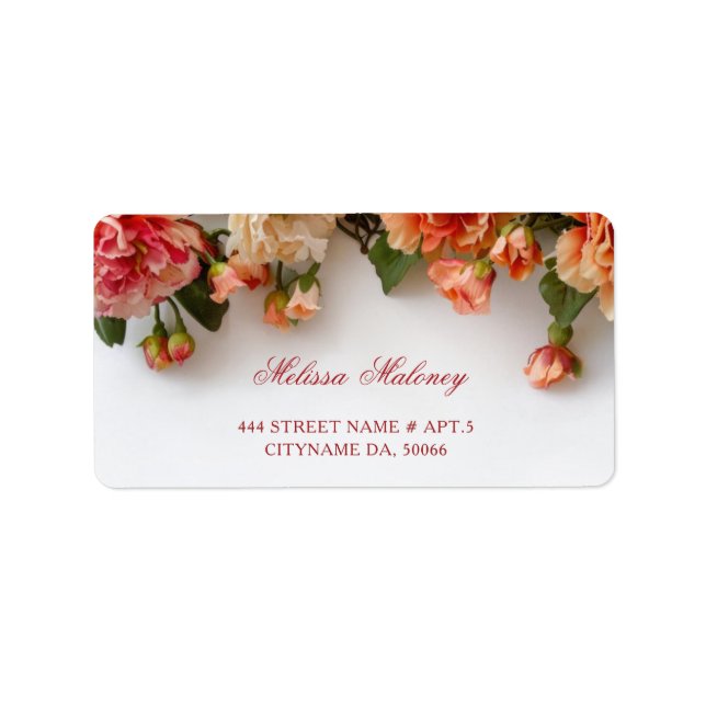 Warm Colours 3D Flowers |  Wedding Label (Front)