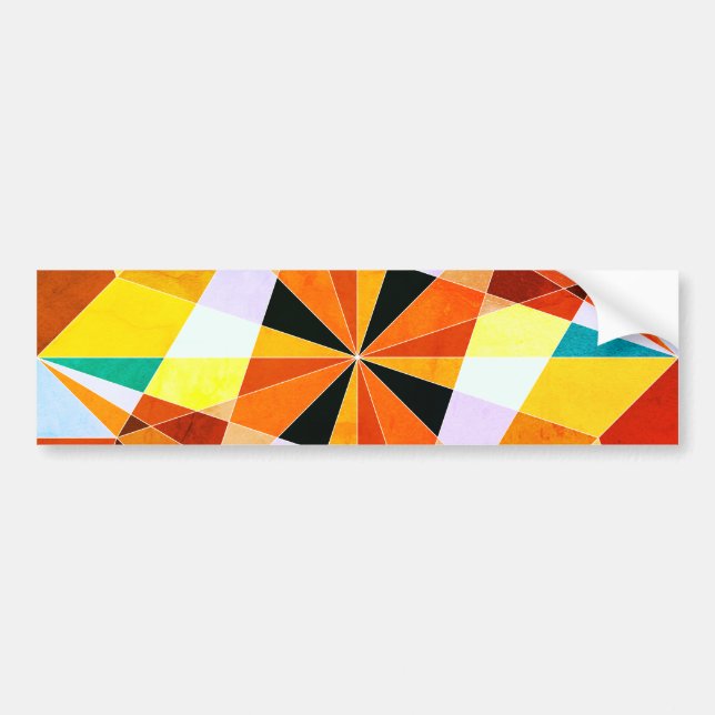 Warm Colours Cool Angular Geometric Shapes Bumper Sticker (Front)