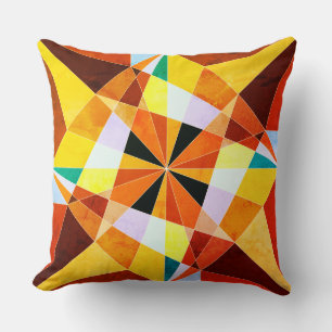 Warm Colours Cool Angular Geometric Shapes Cushion