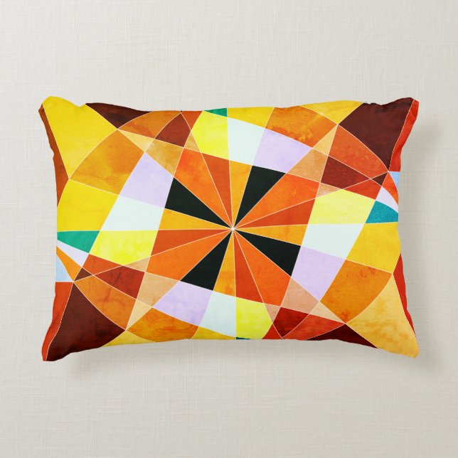 Warm Colours Cool Angular Geometric Shapes Decorative Cushion (Front)