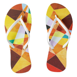 Warm Colours Cool Angular Geometric Shapes Flip Flops