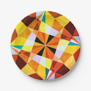 Warm Colours Cool Angular Geometric Shapes Paper Plate