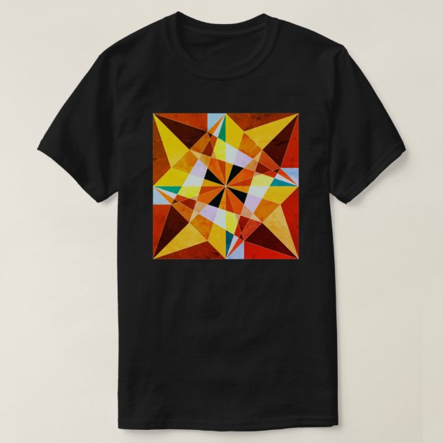 Warm Colours Cool Angular Geometric Shapes T-Shirt (Design Front)