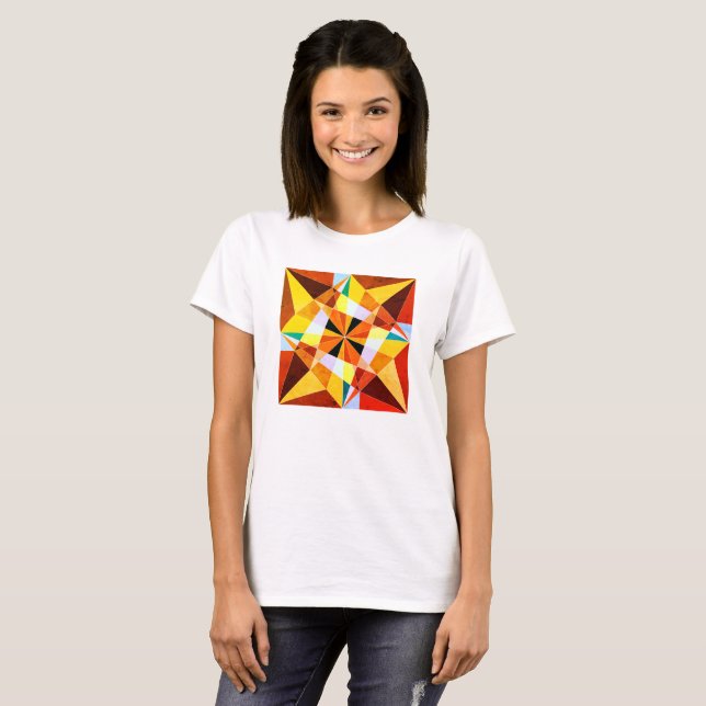 Warm Colours Cool Angular Geometric Shapes T-Shirt (Front Full)
