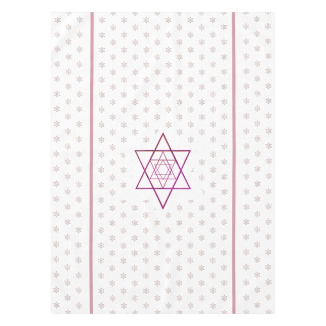  Warm Colours Jewish Holiday Stars Tablecloth (Front)