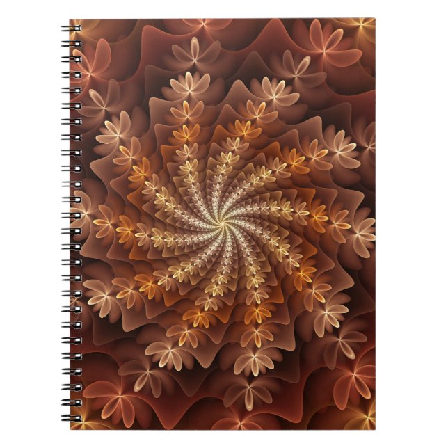 Warm Colours, Modern Abstract Fractal Art Pattern Notebook (Front)