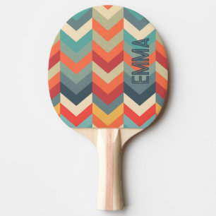 Warm Colours of Chevron Pattern Ping Pong Paddle