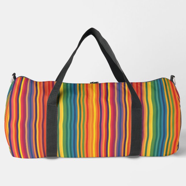 Warm Colours Stripe Pattern Duffle Bag (Front)