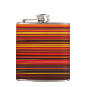 Warm Colours - Trendy Style - Stripe Pattern Hip Flask