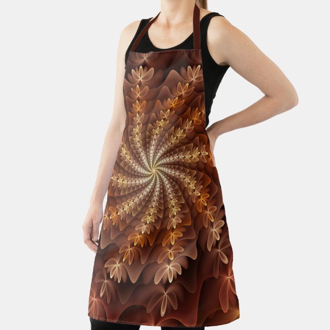 Warm Colours, Trippy Modern Fractal Art Pattern Apron (Insitu)