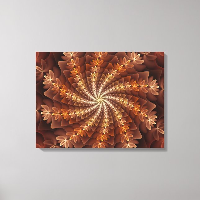 Warm Colours, Trippy Modern Fractal Art Pattern Canvas Print (Front)
