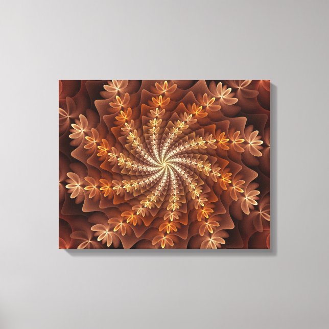 Warm Colours, Trippy Modern Fractal Art Pattern Canvas Print (Front)