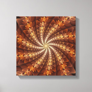 Warm Colours, Trippy Modern Fractal Art Pattern Canvas Print
