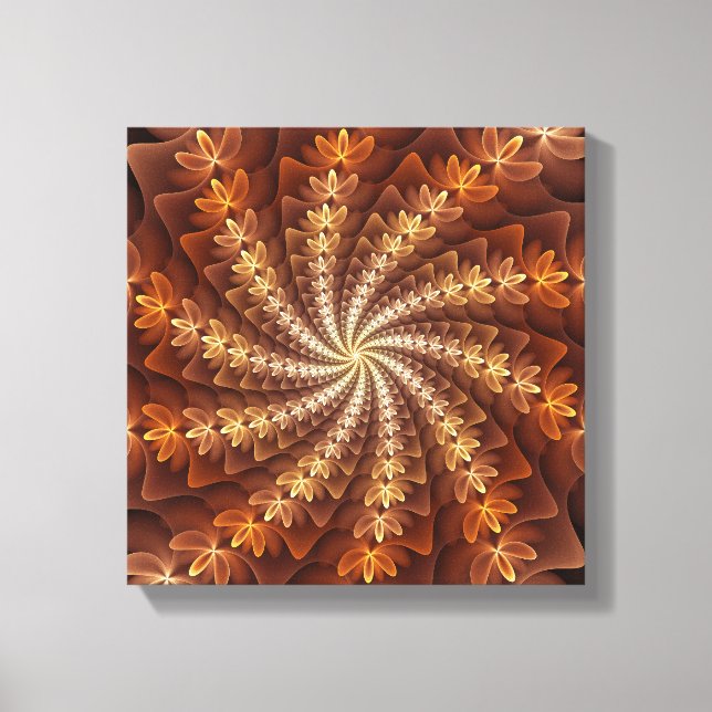 Warm Colours, Trippy Modern Fractal Art Pattern Canvas Print (Front)