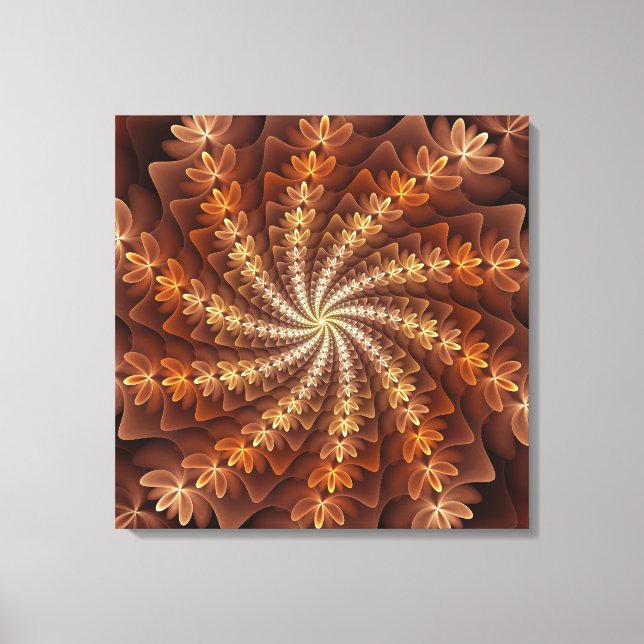 Warm Colours, Trippy Modern Fractal Art Pattern Canvas Print (Front)