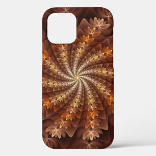 Warm Colours, Trippy Modern Fractal Art Pattern iPhone 12 Case