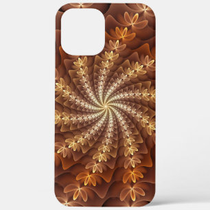 Warm Colours, Trippy Modern Fractal Art Pattern iPhone 12 Pro Max Case