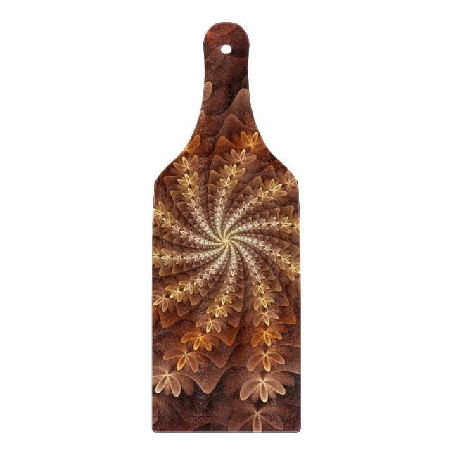 Warm Colours, Trippy Modern Fractal Art Pattern Cutting Board (Front)