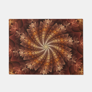 Warm Colours, Trippy Modern Fractal Art Pattern Doormat