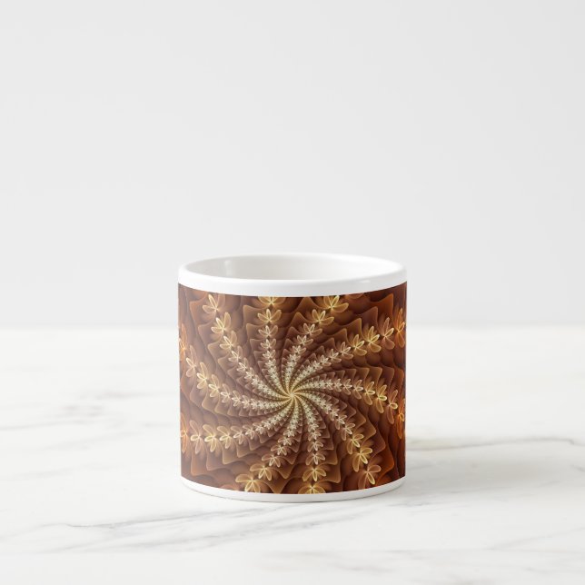 Warm Colours, Trippy Modern Fractal Art Pattern Espresso Cup (Front)