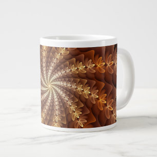 Warm Colours, Trippy Modern Fractal Art Pattern Large Coffee Mug