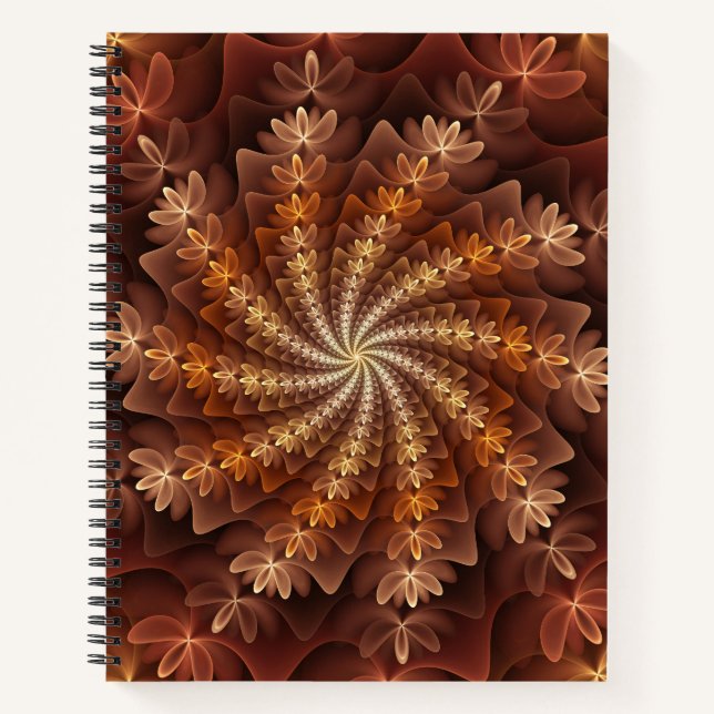 Warm Colours, Trippy Modern Fractal Art Pattern Notebook (Front)