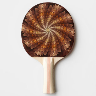 Warm Colours, Trippy Modern Fractal Art Pattern Ping Pong Paddle