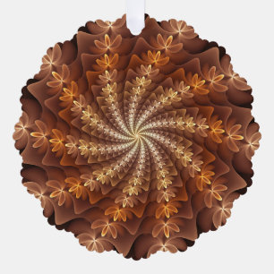 Warm Colours, Trippy Modern Fractal Art Pattern Tree Decoration Card