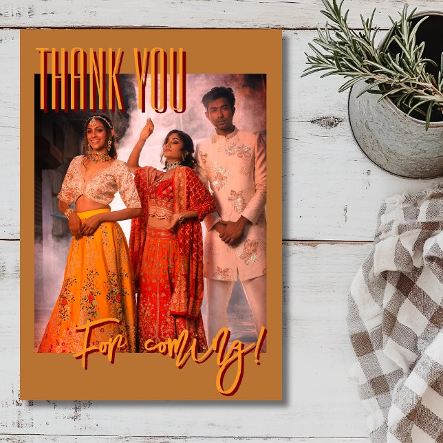 Warm Copper Diwali Festival Family Photo Thank You Card (Creator Uploaded)