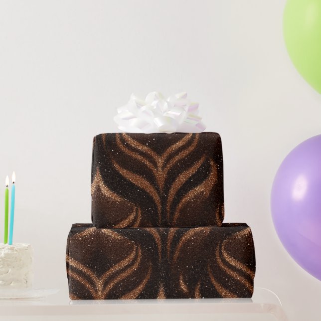 Warm Copper Metallic Brown Glitter Pattern Wrapping Paper (Party Gifts)