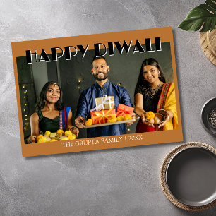 Warm Copper Traditional Photo Happy Diwali Holiday Card