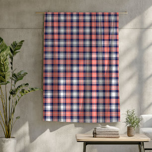 Warm Coral Navy Plaid Blanket for Every Season