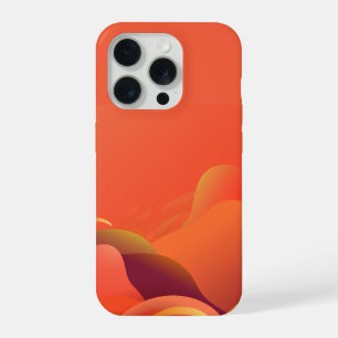 Warm Coral Orange Abstract Gradient Waves iPhone 15 Pro Case